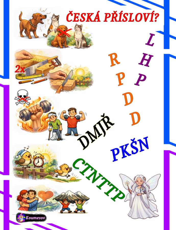 🧚‍♂️Luštění 5 českých přísloví podle obrázku✅